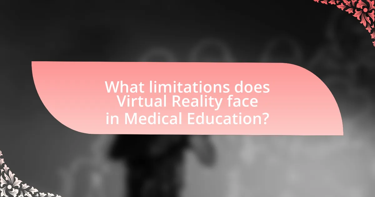What limitations does Virtual Reality face in Medical Education?